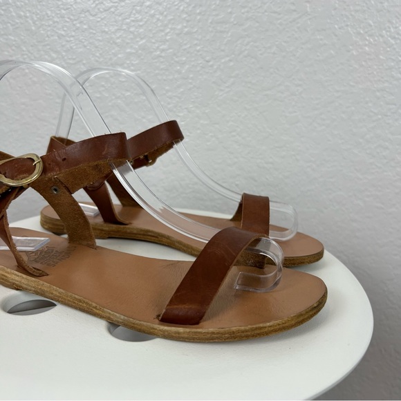 Ancient Greek Sandals Brown Drama Leather Strap Shoes Womens Size 7 WORN - Picture 2 of 10